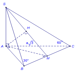 Cho hình chóp S.ABC có tam giác là tam giác ABC vuông tại A (ảnh 1)