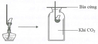 Đốt môi sắt chứa kim loại M cháy ngoài không khí rồi đưa vào bình đựng khí CO2 (như hình vẽ). Thấy kim loại M tiếp tục cháy trong bình khí đựng CO2. Kim loại M là (ảnh 1)