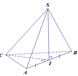 Cho hình chóp S.ABC có SA=SB=CB=CA , hình chiếu vuông góc của  (ảnh 1)