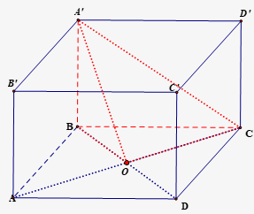 Cho hình lập phương   cạnh bằng  . Gọi   là giao điểm của   và  . Thể tích của tứ diện   bằng (ảnh 1)