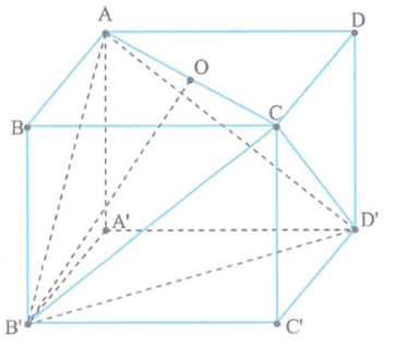 Cho hình lập phương ABCD.A'B'C'D' cạnh a. Thể tích vật thể tạo thành khi quay tứ diện ACB'D' quanh trục là đường thẳng qua AC bằng (ảnh 1)