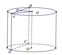 Cắt hình trụ bởi một mặt phẳng song song với trục và cách trục một khoảng bằng căn bậc hai của 2 (ảnh 1)