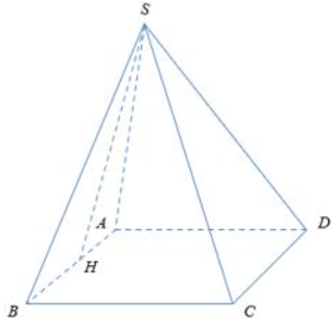 Cho hình chóp \(S.\,ABCD\) có đáy là hình vuông cạnh \(a\), mặt bên \(SAB\) là tam giác đều và nằm trong mặt phẳng vuông góc với đáy. Thể tích khối chóp \(S.\,ABCD\) là (ảnh 1)