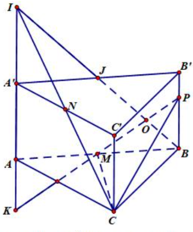 Cho hình lăng trụ \(ABC.A'B'C'\) có thể tích bằng \(V.\) Gọi \(M,N\) lần lượt là trung điểm của các cạnh \(AB,A'C'.P\) là điểm trên các cạnh \(BB'\) sao cho \(PB = 2PB'.\) Thể tích khối tứ di (ảnh 1)