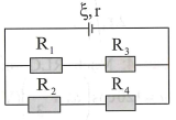 Cho mạch điện như hình bên. Biết epsilon = 7,8V; r = 0,4 ôm; R1 = R2 = R3 = 3 ôm, R4 = 6 (ảnh 1)