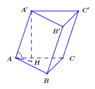 Cho khối lăng trụ tam giác ABC.A'B'C' có cạnh bên AA' = 2a và tạo với mặt phẳng (ảnh 1)