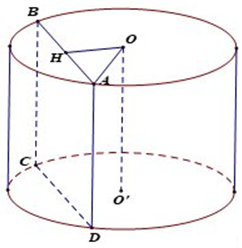 Cho hình trụ có bán kính bằng căn 5. Biết rằng khi cắt hình trụ đã cho bởi một mặt phẳng song song với trục và  (ảnh 1)