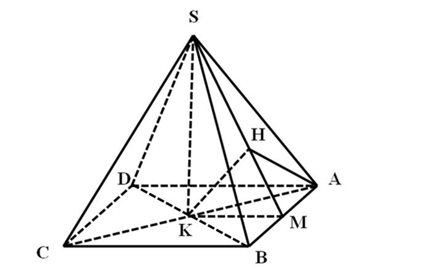 Trong không gian tọa độ Oxyz cho hình chóp tứ giác đều S.ABCD có S(5; 4; 6), A(-1; 4; 3), B(5; -2; 3) (ảnh 1)
