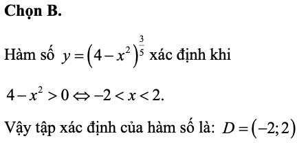 Hàm số y=(4-x^2)^3/5 có tập xác định (ảnh 1)