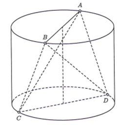 Cho khối trụ (T), AB và CD lần lượt là hai đường kính trên các mặt đáy của khối (T) (ảnh 1)