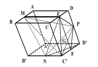 Cho khối hộp ABCD.A'B'C'D' có thể tích bằng V. Gọi M, N, P lần lượt là trung điểm của AB, B'C', DD' (ảnh 1)