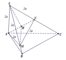 Cho hình chóp S.ABCD có SA = 2a, SB = 3a, SC = 4a và (ảnh 1)