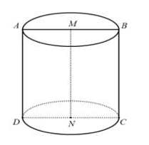 Cắt khối trụ bởi một mặt phẳng qua trục ta được thiết diện là hình chữ nhật ABCD có AB (ảnh 1)