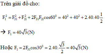 Ba điện tích như nhau  q1 = q2 = q3 = 2.10^-5C lần lượt đặt ở đỉnh (ảnh 3)