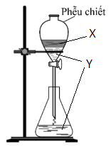 Bộ dụng cụ chiết dùng để tách hai chất lỏng X, Y được mô tả như hình vẽ (ảnh 1)