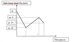 : Khi nhúng thanh Mg có khối lượng m gam vào dung dịch hỗn hợp X  (ảnh 1)