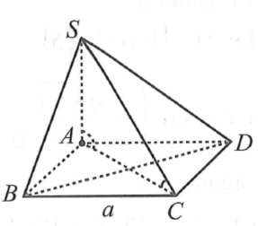 Cho hình chóp S.ABCD có đáy ABCD là hình vuông cạnh a, SA vuông góc (ABCD).  (ảnh 1)