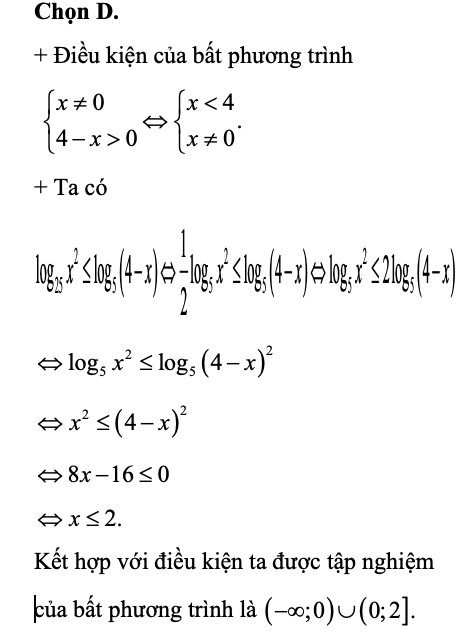 Tìm tập nghiệm của bất phương trình  (ảnh 1)