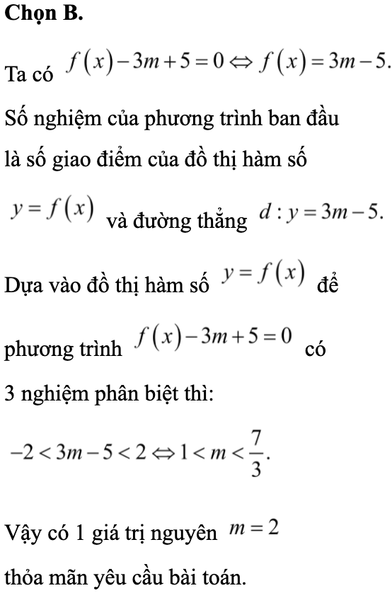 Cho hàm số y = f(x) có đồ thị như hình vẽ. Có bao nhiêu giá trị nguyên (ảnh 2)