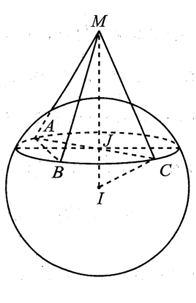 Trong không gian với hệ tọa độ Oxyz, cho mặt cầu (s)= x^2+y^2+z^2-2x-4y+6z-13=0  và điểm M nằm ngoài mặt cầu  (ảnh 1)