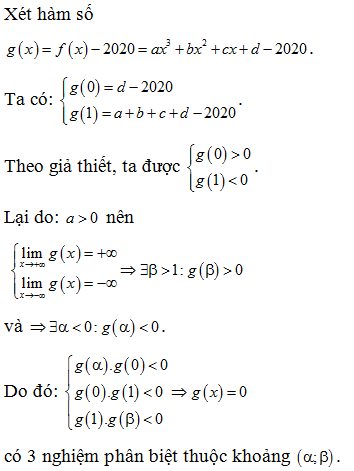 Cho hàm số  f(x)=ax^3+bx^2+cx+d  (a,b,c,d thuộc  R)  thỏa mãn,  (ảnh 1)