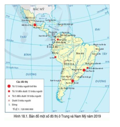 Đọc thông tin và quan sát hình 18.1, hãy trình bày vấn đề đô thị hóa ở Trung và Nam Mỹ (ảnh 1)