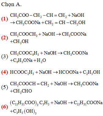 Cho các chất: anlyl axetat, phenyl axetat, etyl fomat, tripanmitin. Số (ảnh 1)