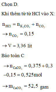 Dung dịch X chứa 0,375 mol K2CO3 và 0,3 mol KHCO3. Thêm từ từ dung (ảnh 1)