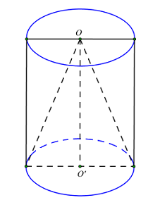 Cho hình trụ có hai đường tròn đáy là \(\left( O \right)\) và \(\left( {O'} \right).\) Xét hình nón (ảnh 1)