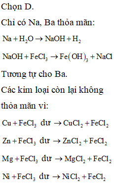 Cho dãy các chất: Cu, Na, Zn, Mg, Ba. Số chất trong dãy phản ứng với (ảnh 1)
