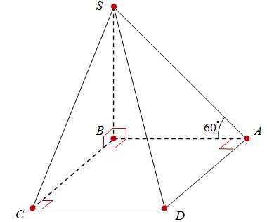 Cho hình chóp S.ABCD có đáy ABCD là hình vuông cạnh 2a, cạnh SB vuông góc với (ảnh 1)