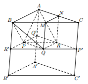 Thể tích của khối đa diện PQRABMN  bằng (ảnh 2)