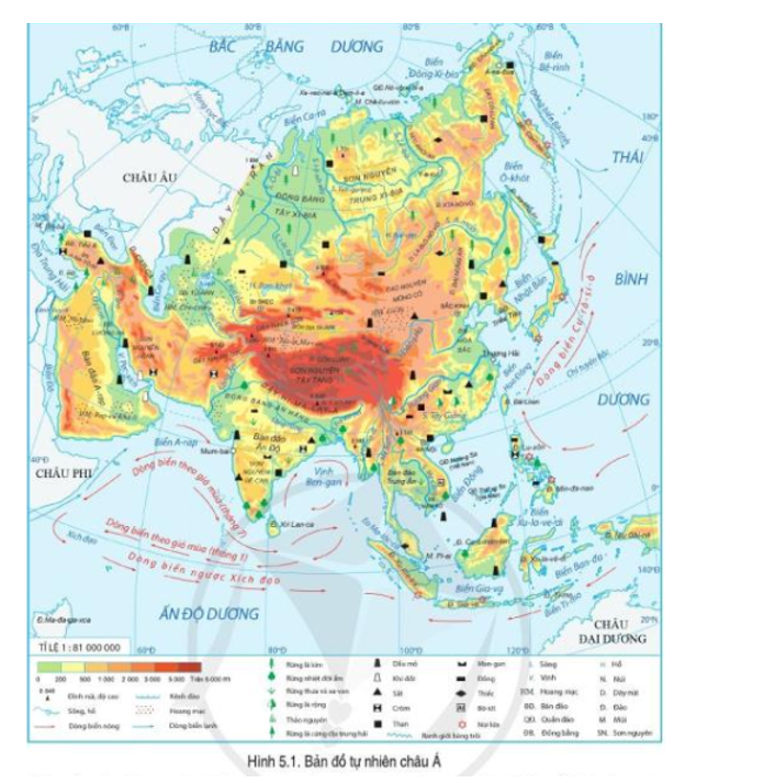 Đọc thông tin và quan sát hình 5.1, hình 5.2, hãy trình bày đặc điểm tự nhiên của khu vực Đông Á (ảnh 1)