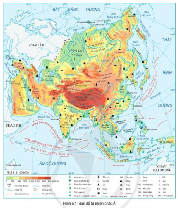 Đọc thông tin và quan sát hình 5.1, hình 5.2, hãy trình bày đặc điểm tự nhiên của khu vực Trung Á (ảnh 1)