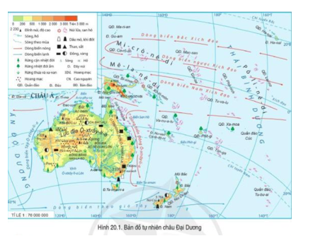 Đọc thông tin và quan sát hình 20.1, hãy xác định các bộ phận của châu Đại Dương (ảnh 1)