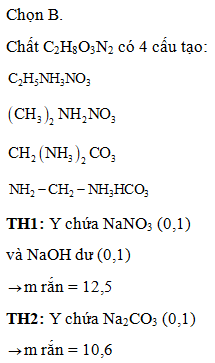 Cho 0,1 mol X (C2H8O3N2) tác dụng với dung dịch chứa 0,2 mol NaOH đun (ảnh 1)