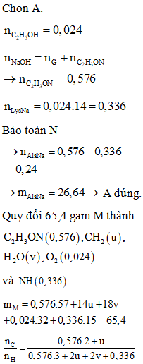 Hỗn hợp M gồm este no, đơn chức mạch hở G, hai amino axit X, Y và (ảnh 1)