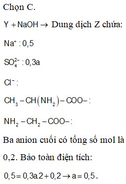 Cho 0,2 mol hỗn hợp X gồm phenylamoni clorua, alanin và glyxin tác dụng (ảnh 1)