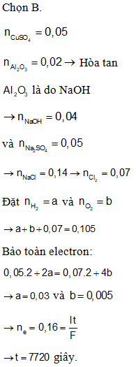 Điện phân dung dịch hỗn hợp NaCl và 0,05 mol CuSO4 bằng dòng điện một (ảnh 1)