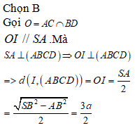 Cho hình chóp S.ABCD có ABCD là hình vuông cạnh a và SA vuông góc với mặt đáy. (ảnh 1)