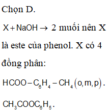 Hợp chất X (C8H8O2) chứa vòng benzen, X tác dụng vừa đủ với (ảnh 1)
