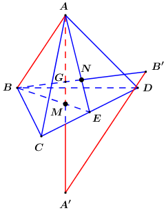 Tính thể tích của khối tứ diện A'B'C'D' (ảnh 1)