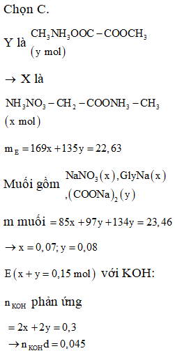 Cho hỗn hợp E gồm hai chất hữu cơ X (C3H11N3O5) và Y (C4H9NO4, tạo bởi (ảnh 1)