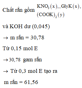 Cho hỗn hợp E gồm hai chất hữu cơ X (C3H11N3O5) và Y (C4H9NO4, tạo bởi (ảnh 2)