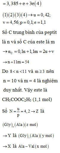 Cho X, Y, Z là ba peptit mạch hở (phân tử có số nguyên tử cacbon (ảnh 2)