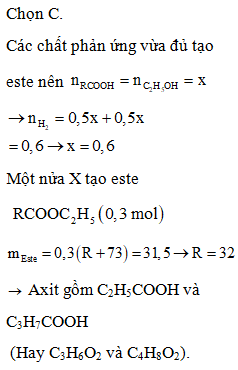 Cho hỗn hợp X gồm hai axit kế tiếp nhau trong dãy đồng đẳng của axit (ảnh 1)