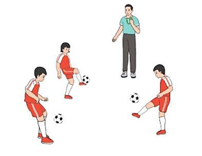 Em hãy vận dụng kĩ thuật dừng bóng bằng mu giữa bàn chân vào các trò chơi giải trí, rèn luyện nâng (ảnh 2)