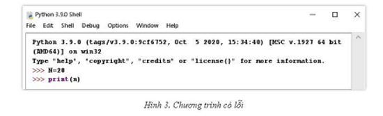 Python phân biệt chữ hoa và chữ thường, bởi vậy chương trình ở Hình 3 có lỗi (ảnh 1)