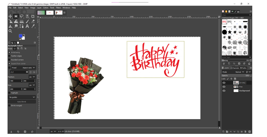 Em hãy tạo một thiệp chúc mừng sinh nhật như Hình 1b, trong đó các ảnh nguồn (hộp quà và bó hoa) (ảnh 4)