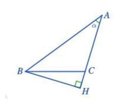 Cho tam giác ABC có BC = a, AC = b, góc BAC = a. Kẻ đường cao BH (ảnh 2)